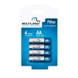 04 Pilhas Aa 2500mah Recarregável Multilaser 1 Cartela Cb052