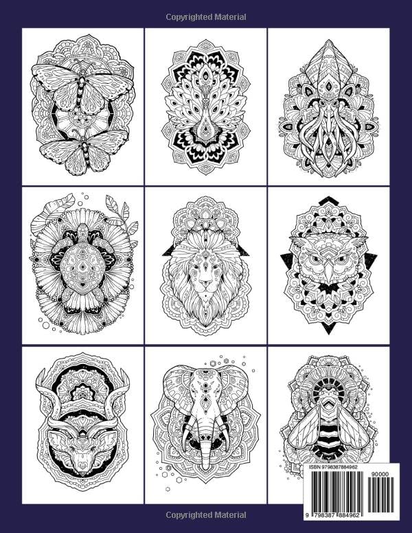 Animal Mandalas Livro Para Colorir Stress Aliviando Mandala An