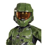 Disfarce Halo Infinite Master Chief Mask, Kids Costume Headwear Acessório, Child Size Video Game Inspirado Vacuform Half-mask, Green &amp; Gold