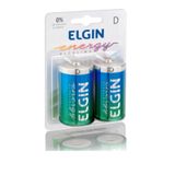 Pilha D Alcalina Elgin Grande 2 Unidades Duravel E Boa