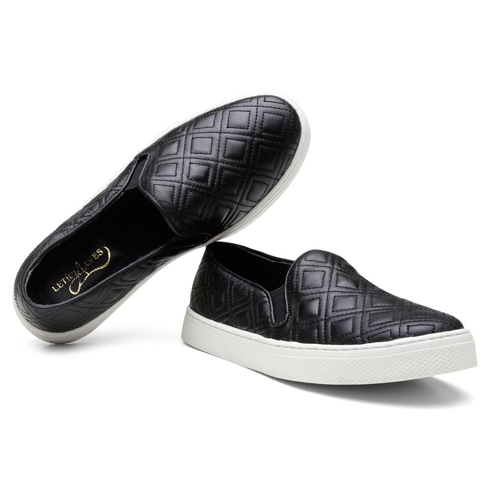 Tênis Feminino Slip On Casual Moderno Estilo Confortável Preto 38