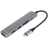 Adaptador Multiportador Multiporta Usb C De 6-em-1, Usb-c Para Usb 3.0 Hub, Usb C Dongle De 6 Portas, Adaptador 4k Hdmi, Leitor De Cartão Sd/micro Sd