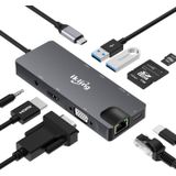 Usb C Hub, Adaptador Usb C 9-em-1 Com 4k Usb C Para Hdmi,vga, Carregamento Usb C, 2 Usb 3.0, Leitor De Cartão Sd/tf, Usb C A 3,5 Mm, Gigabit Ethernet