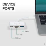 Plugável Usb C Para Adaptador Multiport Hdmi, Hub Usb C 3-em-1 Com Saída Hdmi 4k, Porta De Carregamento Usb 3.0 E Usb-c, Compatível Com Macbook, Chro