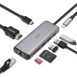 Ssk Usb C Hub, 8-em-1 Tipo C Multiport Hub Para Adaptador Hdmi Com Rj45 Ethernet, 4k Hdmi, Pd3.0 Alimentado, 3 Usbs, Leitor De Cartão Sd/tf Usb C Doc