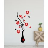 Adesivo Decorativo De Parede Flores Vermelhas Borboletas