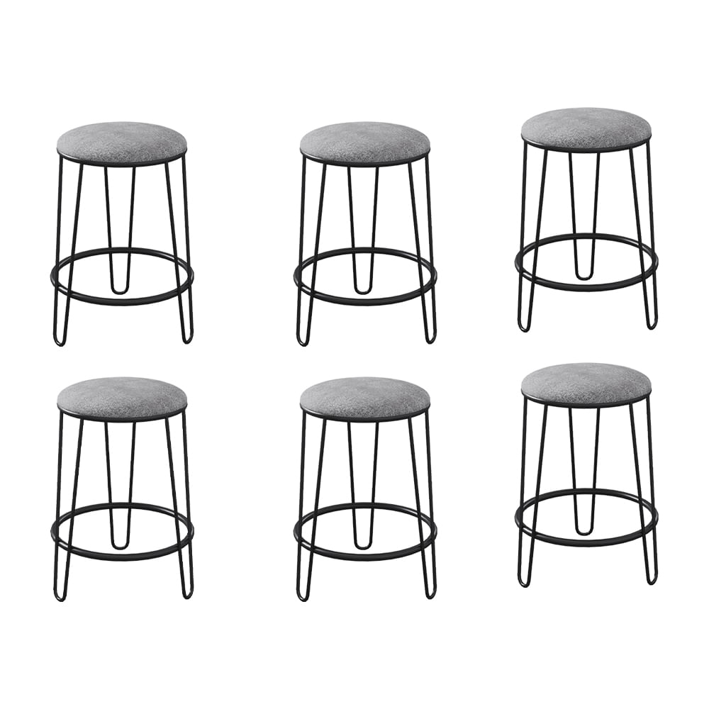 Kit 6 Banquetas Baixa Industrial Em Aço Assento Cinza Tivoli