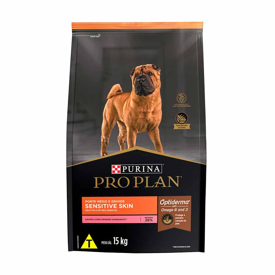 Ração Seca Nestlé Purina Pro Plan Pele Sensível Salmão Cães Adultos Raças Médias E Grandes 15 Kg