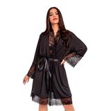 Robe Imi Lingerie Manga Longa Microfibra Renda Luxo Plus Size