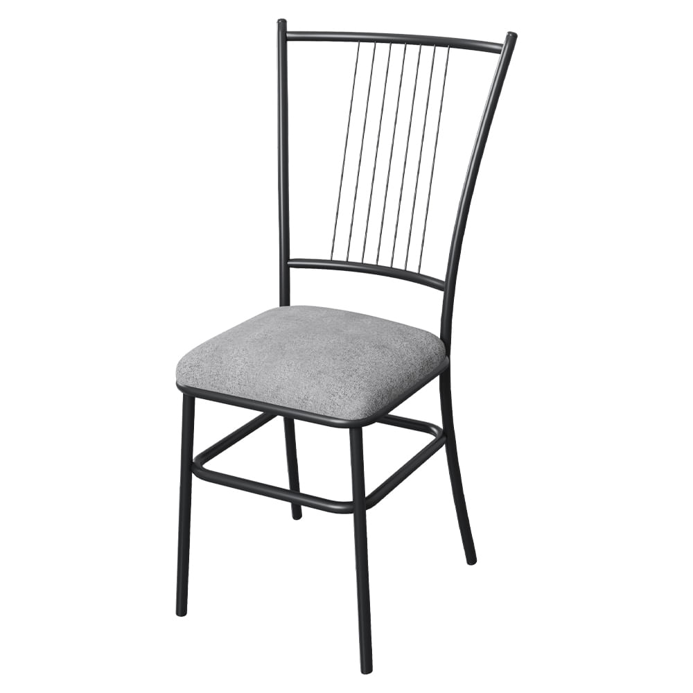 Cadeira De Jantar Industrial Em Aço Assento Cinza Paris