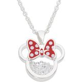 Disney Birthstone Women and Girls Jewely Minnie Mouse Silver Plated Shaker Pendant Necklace