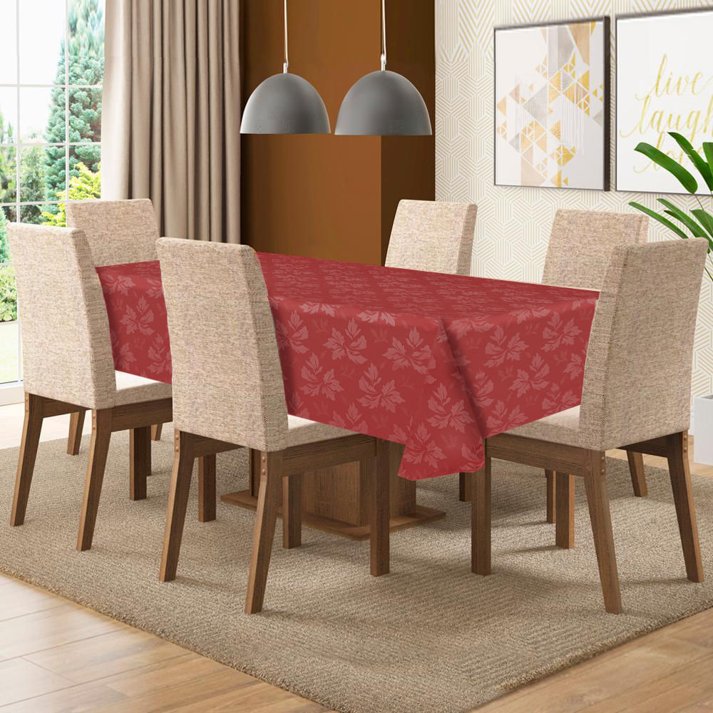 Toalha De Mesa De 6 Lugares Tecido Jacquard Retangular.