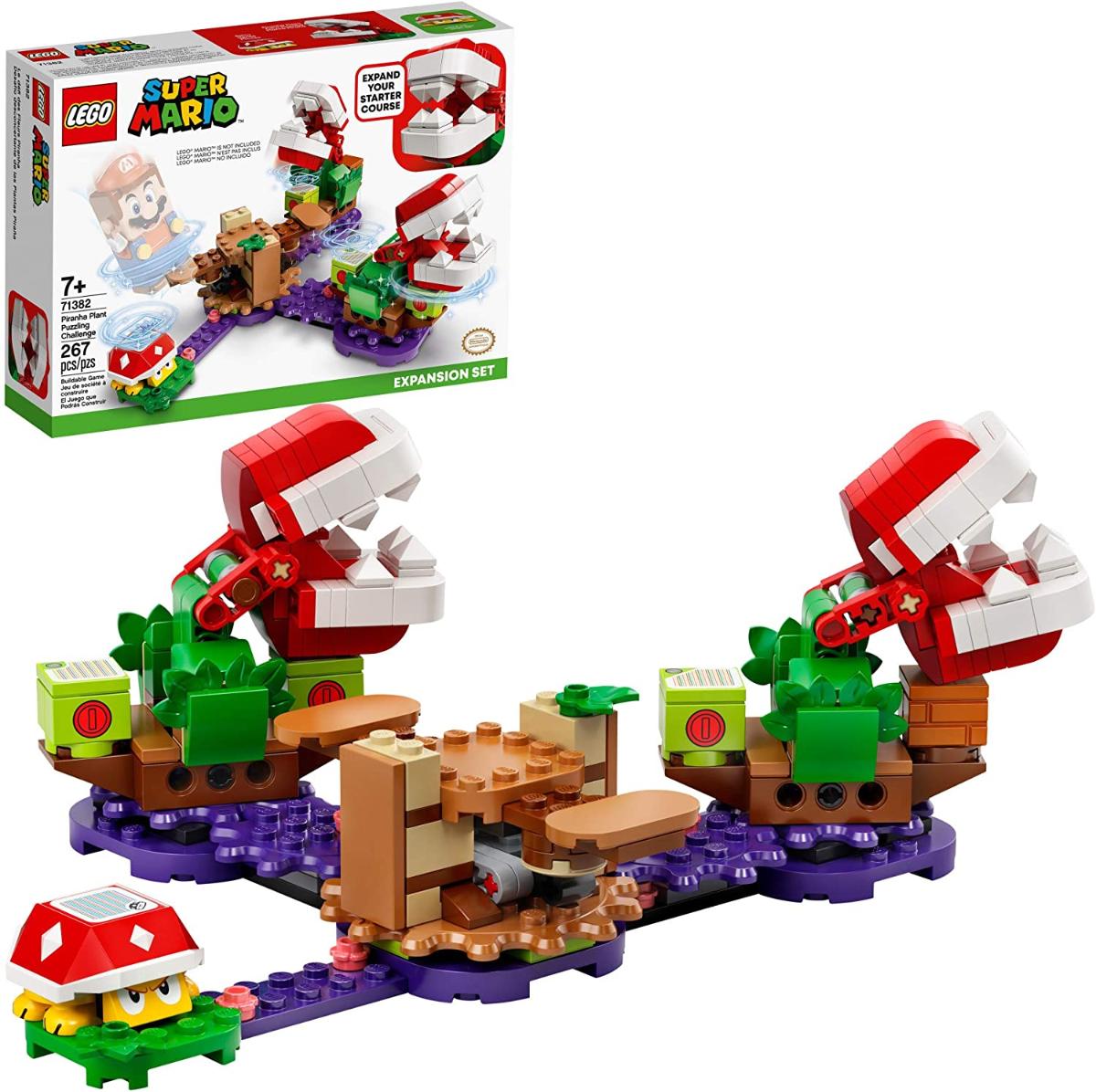 LEGO Super Mario Piranha Planta Intrigante Desafio Expansão Set 71382 Kit de Construção Brinquedo Exclusivo para Crianças Criativas, Novo 2021 (267 P