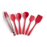 Kit De Utensílios De Silicone Com 6 Peças Vermelho - Oikos