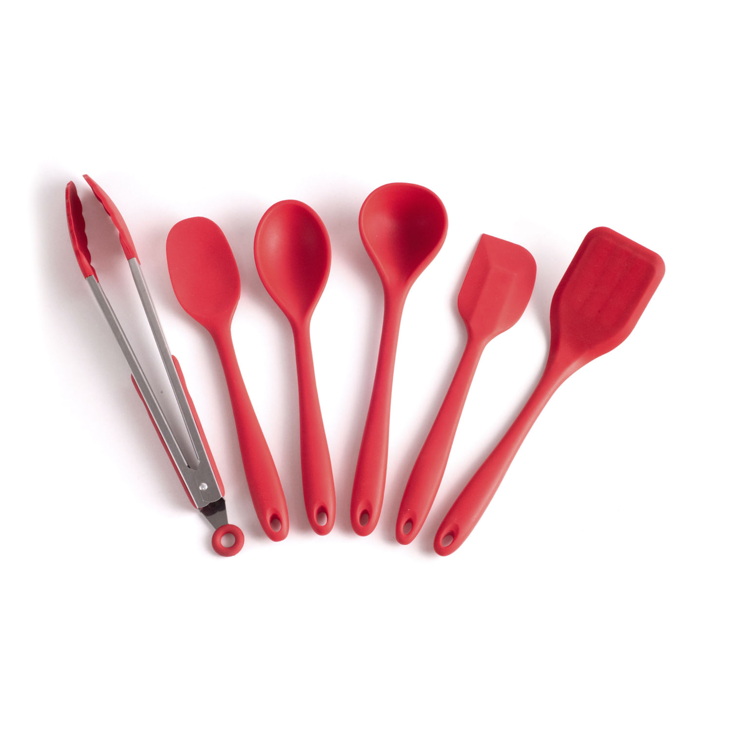 Kit De Utensílios De Silicone Com 6 Peças Vermelho - Oikos