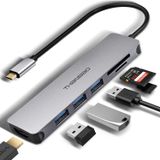 Adaptador Multiporta Usb C Hub - 7 Em 1 Dongle De Alumínio Espacial Portátil Com Saída 4k Hdmi, 3 Portas Usb 3.0, Leitor De Cartão Sd/tf Compatível C