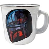 Silver Buffalo Star Wars The Mandalorian Helmet Images Cerâmica Camper Coffee Mug for Cappucino, Latte or Hot Tea, 20 Oz, White (SWM425E1)