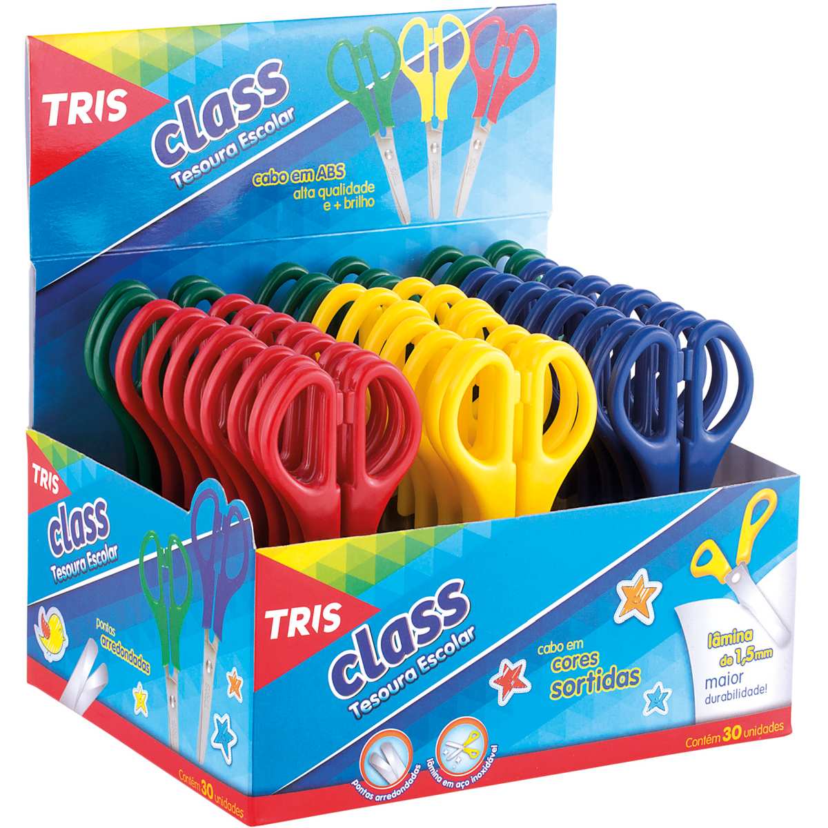 Tesoura Escolar Tris Class 13cm Colorida