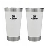 Kit Com 2 Copos Térmicos De Cerveja Stanley C/ Tampa E Abridor 473ml Polar Original - Branco