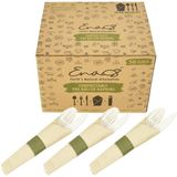 Conjunto De Talheres 100% Compostável 50 Conjuntos Camping Utensil Set Incluem Colher, Garfos Com Facas &amp, Guardanapos De Bambu Para Casamento, F