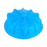 Forma De Silicone Para Bolo Pudim Redonda Coroa - Azul