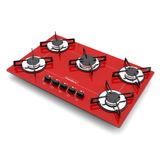 Fogão Cooktop 5 Bocas Ultra Chama Bivolt Chamalux - Vermelho