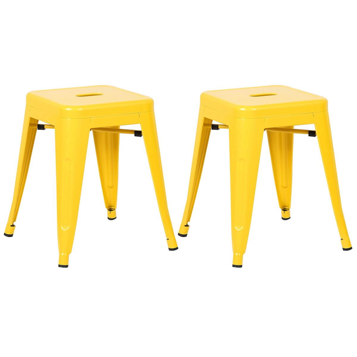 Kit - 2 X Banquetas Baixas Iron Tolix - 45 Cm - Amarelo