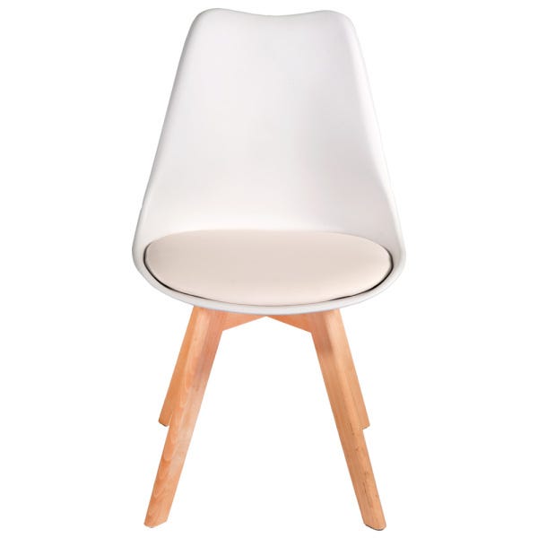 Cadeira Leda Branca - Charles Eames Wood Com Almofada