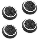 Fosmon (Conjunto de 4) Aderências do Controle de Joystick Analógico compatíveis com PS5, PS4, Xbox One, Xbox Series X/S (Preto/Branco)