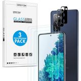 3+2 Pack Protetor de tela OMOTON Samsung Galaxy S20 FE 5G e protetor de lente de câmera, vidro temperado/alta definição/rigidez de 9H