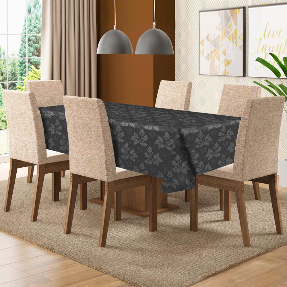 Toalha De Mesa De 6 Lugares Tecido Jacquard Retangular.