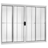 Janela de Correr 4 Folhas com Grade Central Brilhante 120x200cm Ecosul Esquadrisul Natural