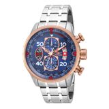 Relógio Masculino De Quartzo Aviator, Invicta 17203, Prata E Azul