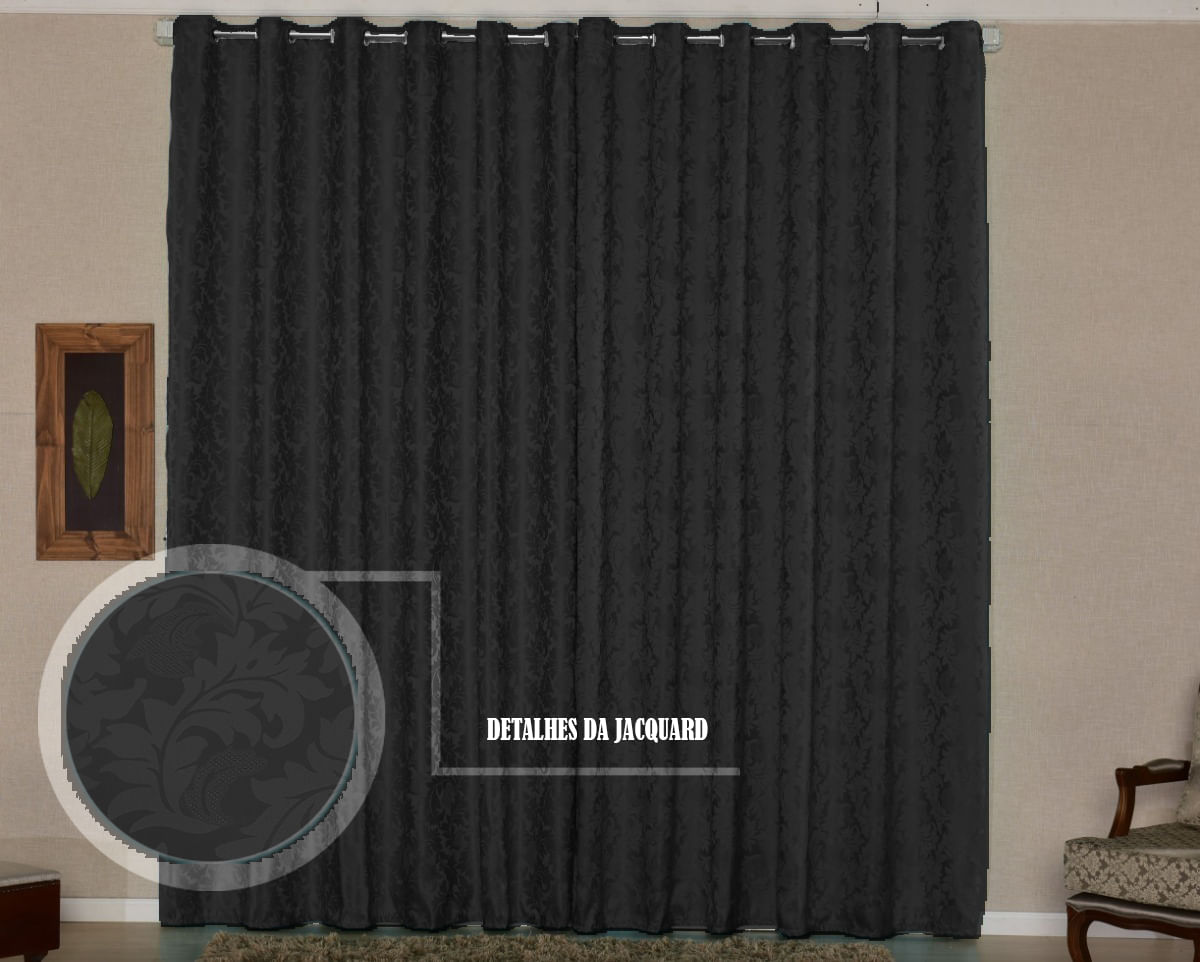 Cortina Sala Ou Quarto Jacquard 3,00m X 2,60m Semi Blackout