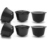 Brbhom 6 Cápsula De Café Recarregável Dolce Gusto Reutilizável Filtro De Café Dolce Gusto Com Colher De Café, Escova (preto)