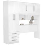 Guarda Roupa Casal Com Cabeceira Baú 5 Portas E 3 Gavetas México Cor Branco - Rud Rack