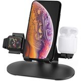 3 em 1 Estação de Carregamento de Alumínio para Apple Watch Charger Stand Dock para iWatch Series 4/3/2/1,iPad, AirPods e iPhone Xs/X Max/XR/X/8/8Plus