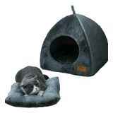 Cama Pet Caverna Tenda Macio Conforto Gato Cachorro Cinza