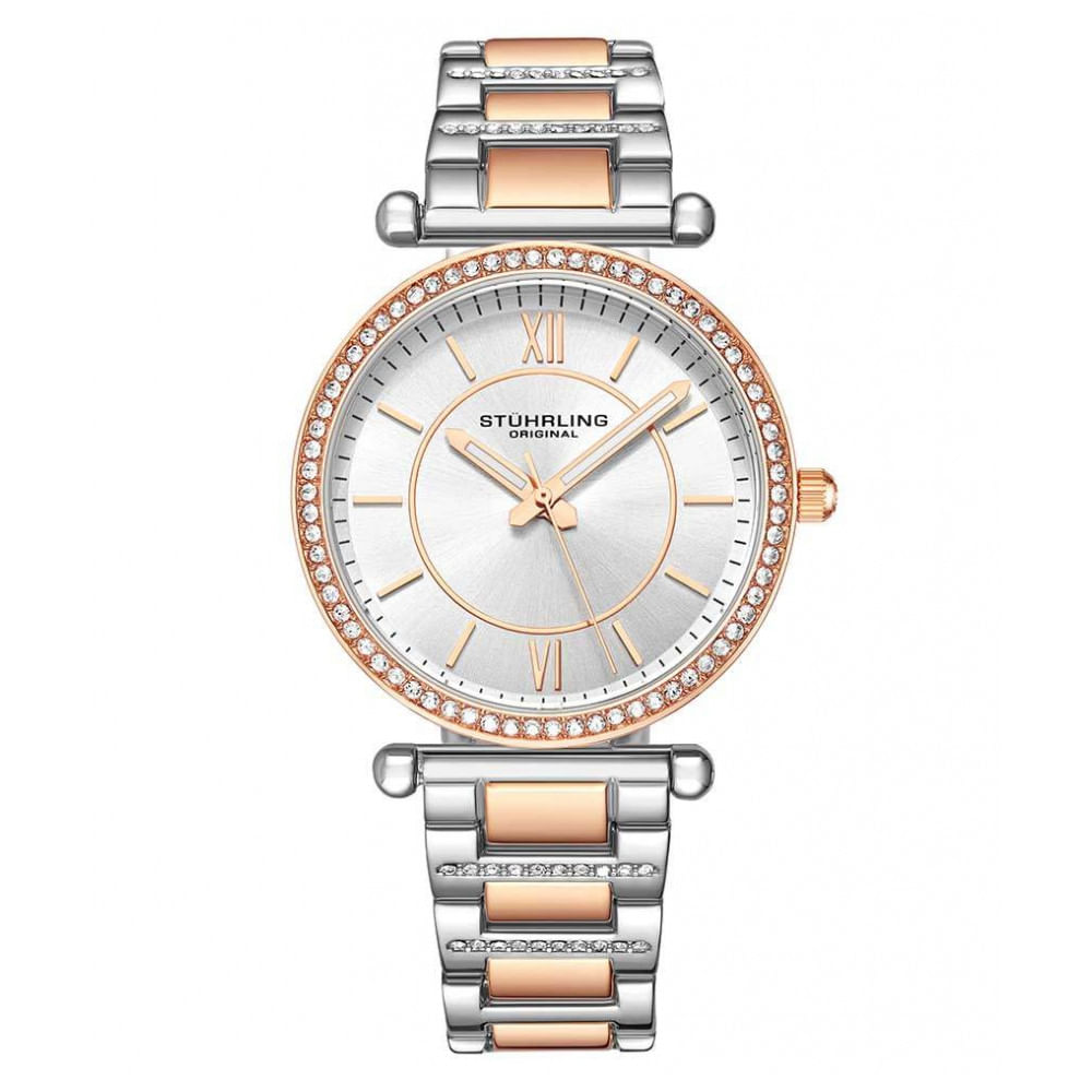 Relogio Feminino Stuhrling Aria 3905 Quartzo 36mm, Prata E Ouro Rosa