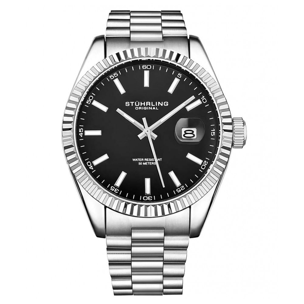 Relogio Masculino Stuhrling 3935.3 Quartzo 42mm, Prata E Preto