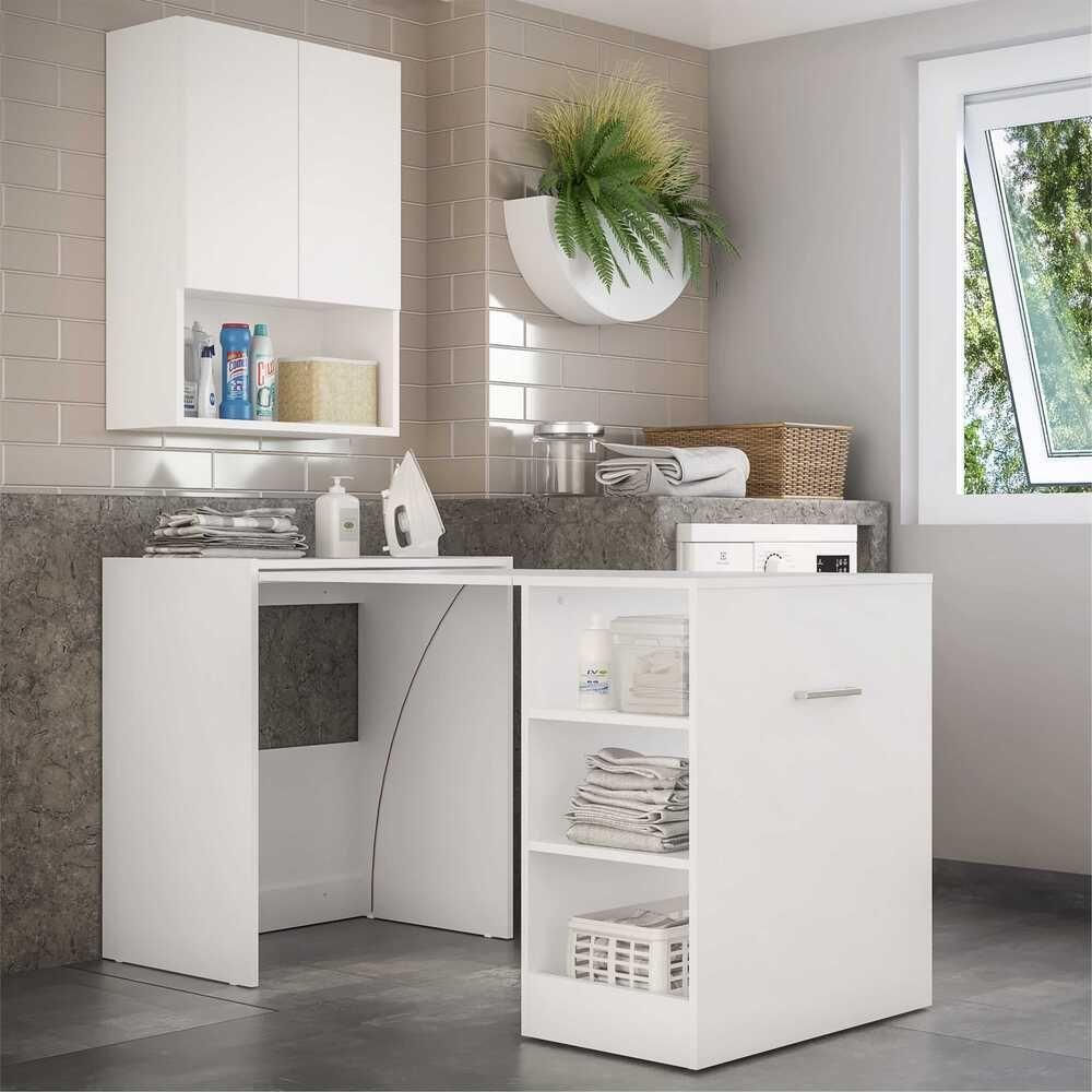 Armário Lavanderia 2 Portas Mesa Dobrável Multimóveis Branco