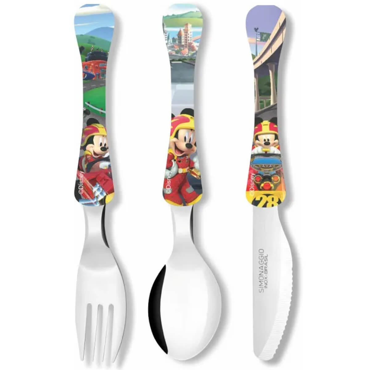 Conjunto De Talheres Mickey 3 Peças Garfo Faca Colher Inox Disney Infantil Simonaggio