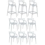 Kit - 6 X Cadeiras + 3 X Banquetas Altas Masters Allegra - Cinza Claro