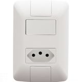 Conjunto 4x2 Com 1 Interruptor Paralelo 6 A 250 V E 1 Tomada 2p+t 10 A 250 V Tramontina Aria Branco Tramontina