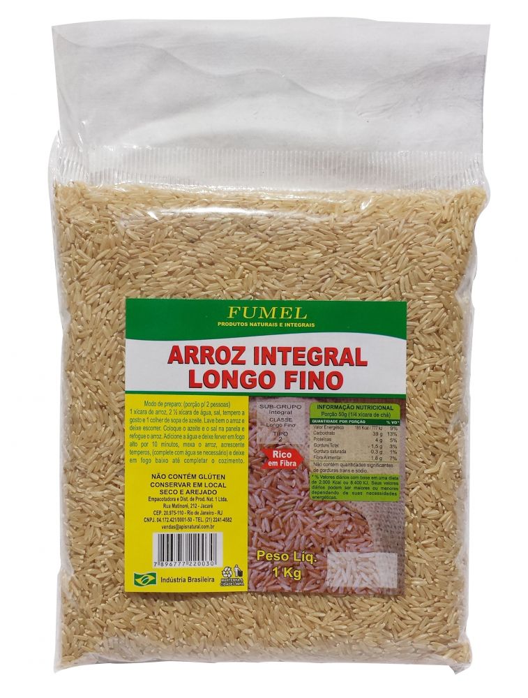 Arroz Integral Agulha - Longo Fino - Fumel