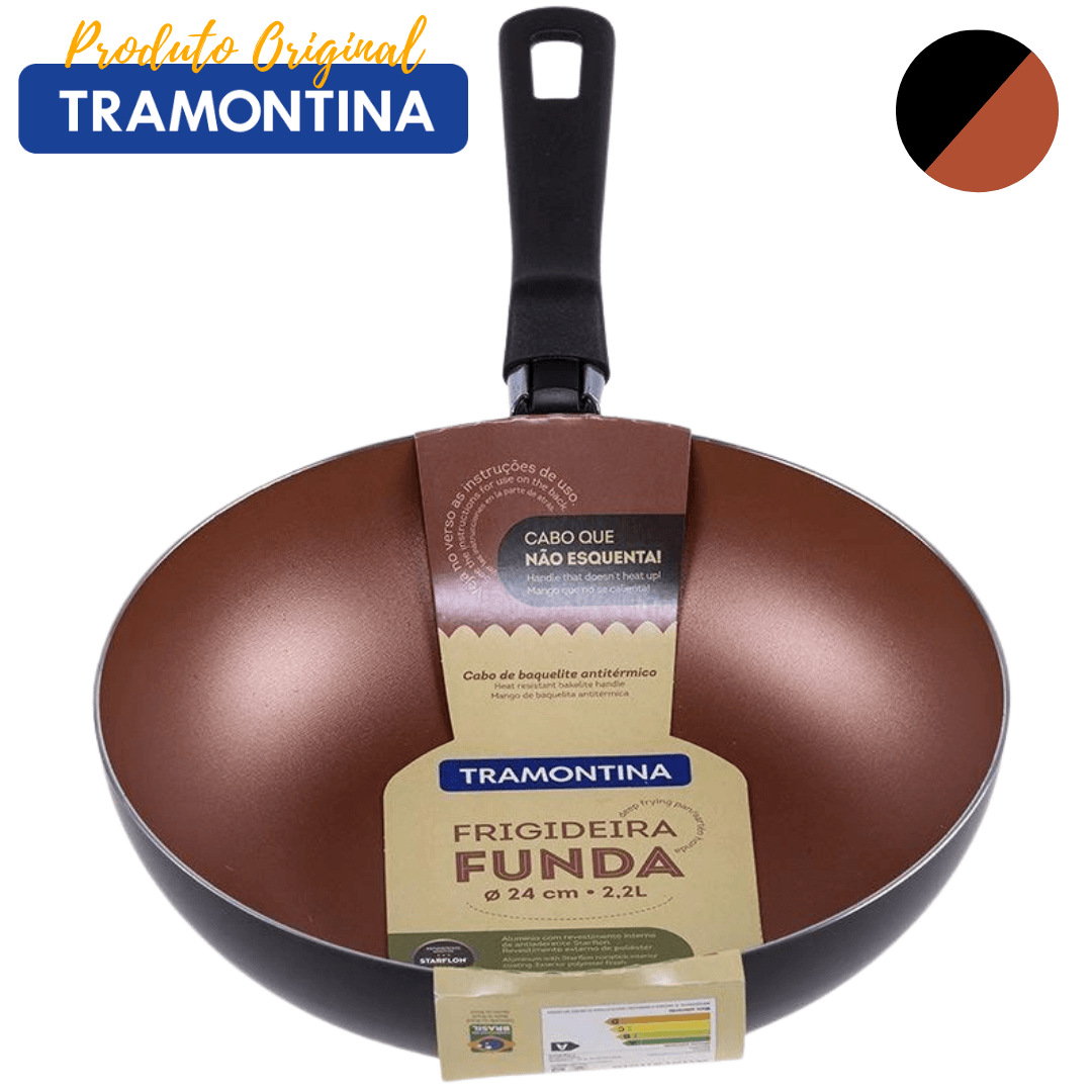 Frigideira Antiaderente Tramontina Funda 24cm 2,2l Pto/cobre