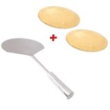 Kit Pá Pizza Inox Mais 2 Pedras Refratária 35cm E 30cm Forno