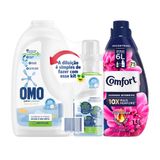 Kit Sabão Líquido Omo Puro Cuidado Para Diluir 500ml + Amaciante Concentrado Comfort Fiber Protect 1.5L