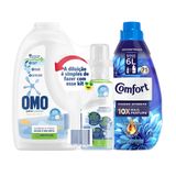 Kit Sabão Líquido Omo Puro Cuidado 500ml + Amaciante Concentrado Comfort Cuidado Essencial 1.5L