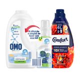 Kit Sabão Líquido Omo Puro Cuidado Para Diluir 500ml + Amaciante Concentrado Comfort Hydra Sérum 1.5L